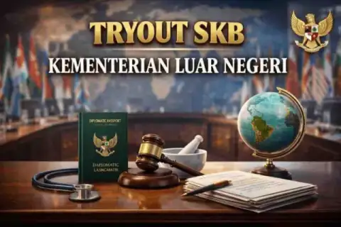 Cover materi untuk Tryout SKB CPNS Kementerian Luar Negeri: Diplomat dan Penata Kanselerai