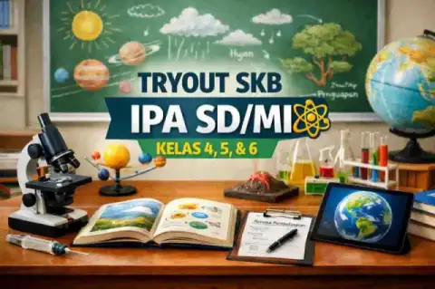 Cover materi untuk Simulasi Kompetensi Guru IPA SD/ MI: Pendalaman Materi Esensial Kelas 4, 5, dan 6