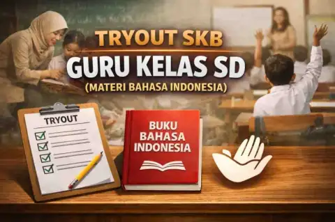 Cover materi untuk Tryout Guru Kelas SD Bahasa Indonesia