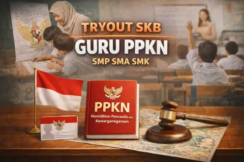 Cover materi untuk Tryout SKB Guru PPKn dan Pendidikan Pancasila (SMP, SMA, SMK)